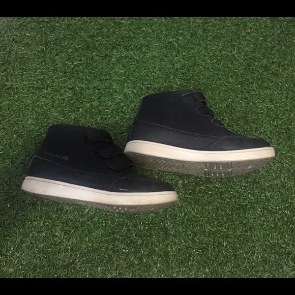 12.5 Boy velcro hightop runner sneaker black/white - Picture 2 of 9